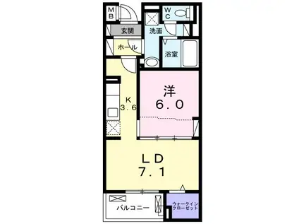 ル フィオーレ(1LDK/4階)の間取り写真