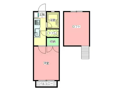 ツインヒルズ22(1K/2階)の間取り写真