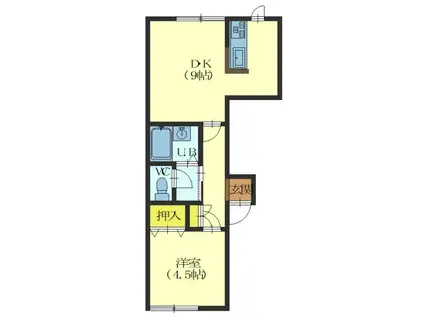 クレセントI(1DK/1階)の間取り写真