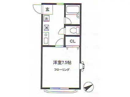 ミュール(1K/2階)の間取り写真