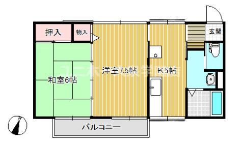ソシア・エム(2K/1階)の間取り写真