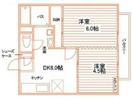 フェリーチェ倉田(2DK/1階)の間取り写真