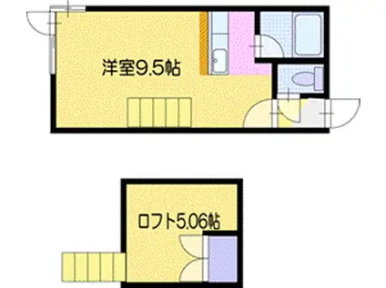 パルメゾン松並(ワンルーム/2階)の間取り写真