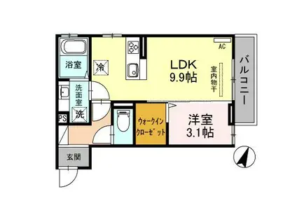 オリーブ II(1LDK/2階)の間取り写真