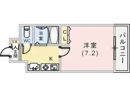 エスポワール三宮PARTII(1K/4階)の間取り写真