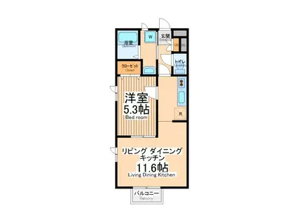 ラヴェールエムワイ(1LDK/1階)の間取り写真