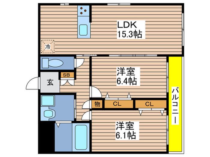 アルマータ(2LDK/3階)の間取り写真