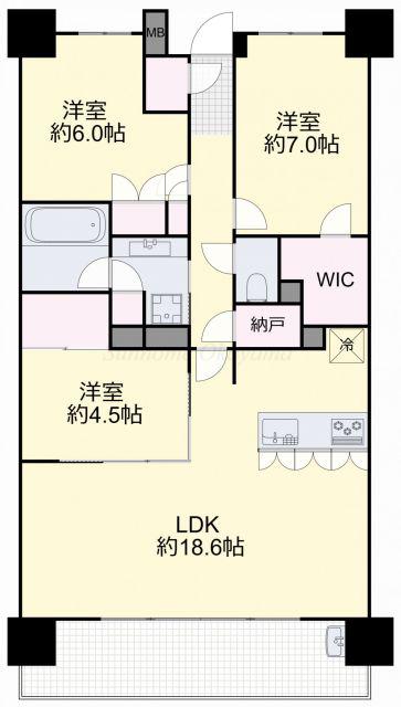 アトラス倉敷ル・サンク(3SLDK/2階)の間取り写真