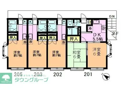 エステートピア松隆(ワンルーム/2階)の間取り写真