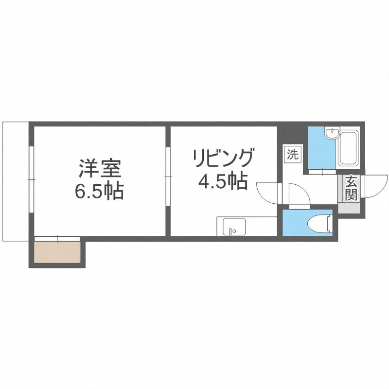 103松井ビル(1DK/9階)の間取り写真