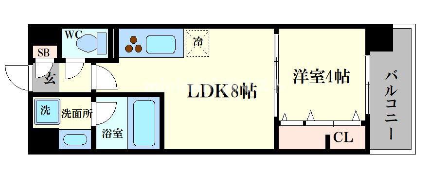 シャイニング福島離宮(1LDK/8階)の間取り写真