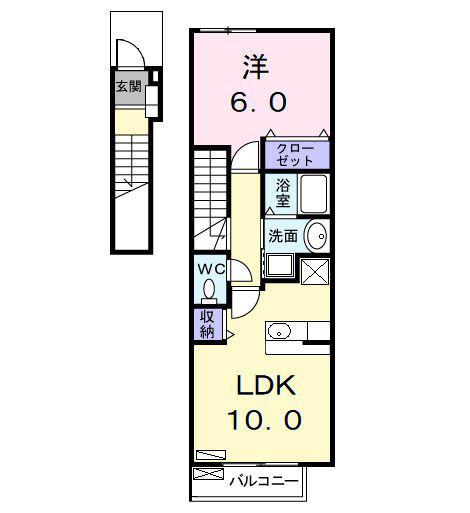 レジデンス・フジ(1LDK/2階)の間取り写真