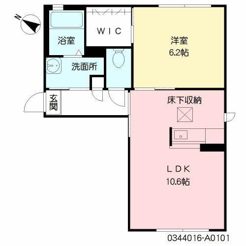 サリーレ新屋敷  I番館(1LDK/1階)の間取り写真