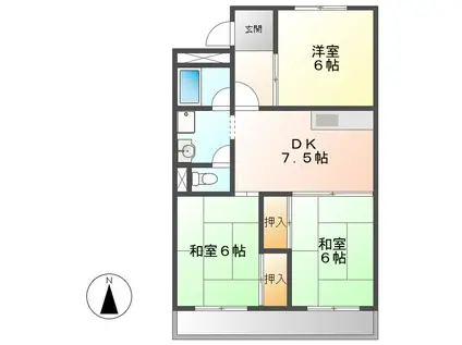 グリーンパーク清水(3DK/1階)の間取り写真