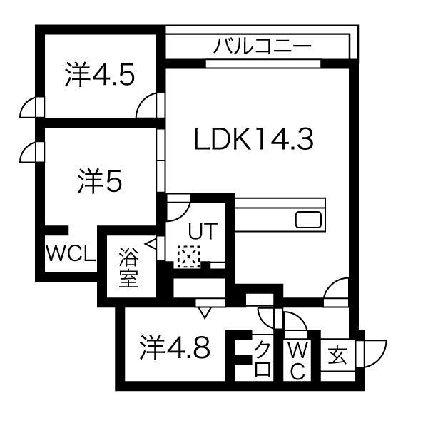 サンスクリットレジデンス 北大前(3LDK/6階)の間取り写真