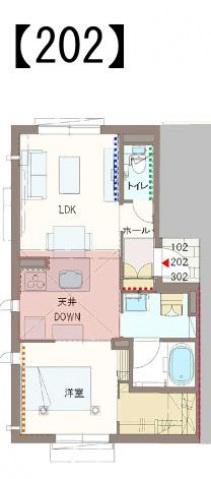 GROWTH RING(1LDK/2階)の間取り写真