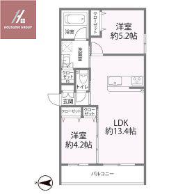 グラン今里ノース(2LDK/2階)の間取り写真
