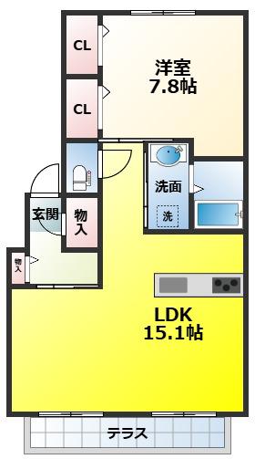 カーサ・ミーアIIA棟(1LDK/1階)の間取り写真