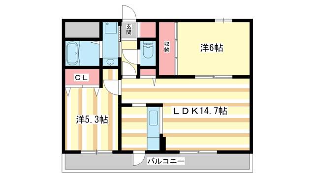 エスポワール三松(2LDK/3階)の間取り写真