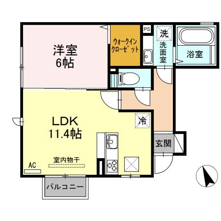 はなもも 101(1LDK/1階)の間取り写真