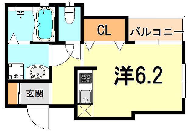 ワコーレヴィアーノ須磨月見山本町(ワンルーム/2階)の間取り写真