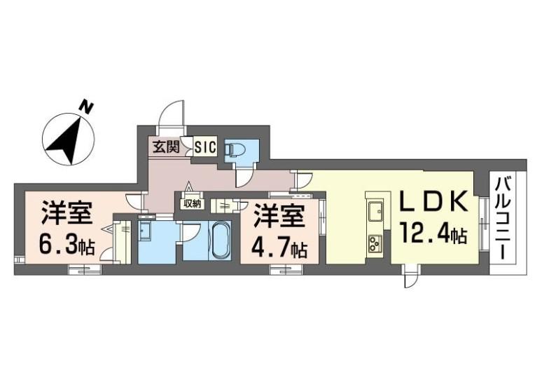 サンロード辻堂東海岸(2LDK/3階)の間取り写真
