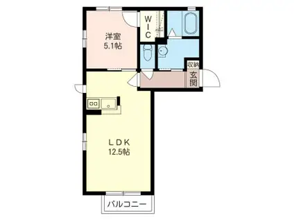SHAMAISON フェリシアA(1LDK/1階)の間取り写真