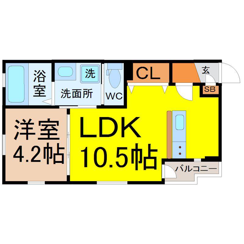 DEVELD菊井(1LDK/1階)の間取り写真