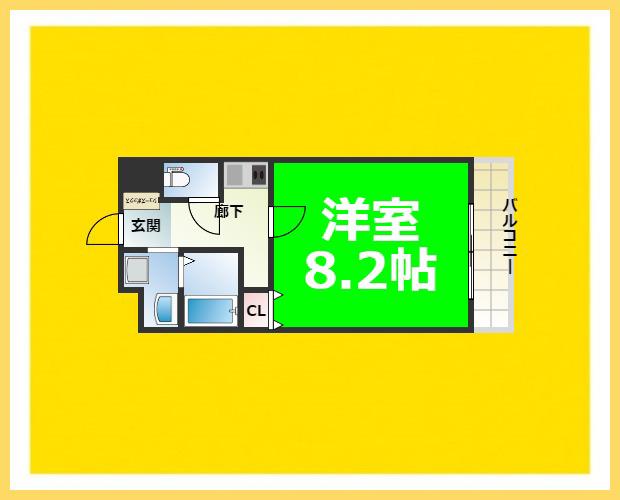 SWISS難波西(1K/4階)の間取り写真