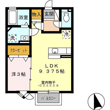 アスターハイツ(1LDK/2階)の間取り写真