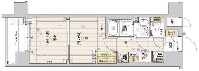アスヴェル京都西大路サウス(1DK/4階)の間取り写真