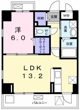 FIORE水無瀬 2F(1LDK/2階)の間取り写真