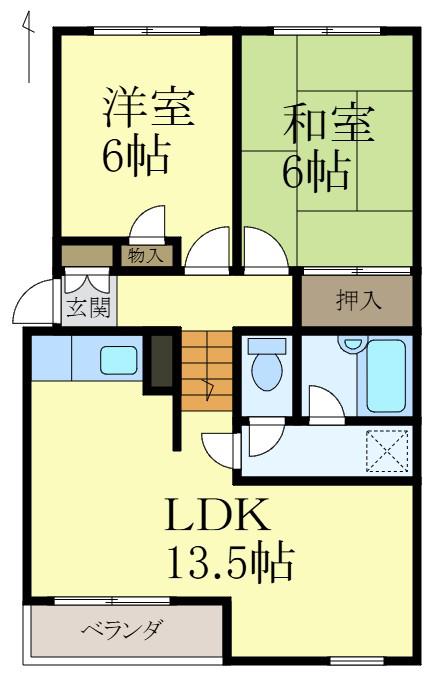 KアパルトマンII(2LDK/1階)の間取り写真