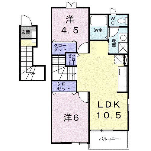 メゾンドソレアード(2LDK/2階)の間取り写真
