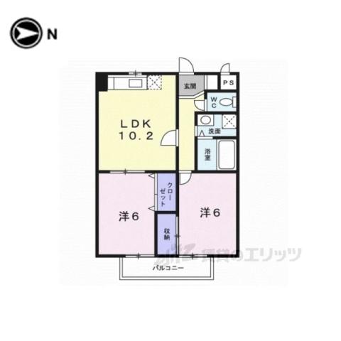 アルカデイア(2LDK/2階)の間取り写真