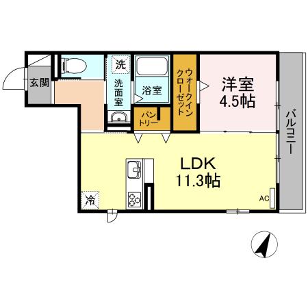 ささら弐番館(1LDK/3階)の間取り写真