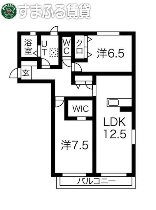 シャーメゾン毛倉 A棟(2LDK/2階)の間取り写真