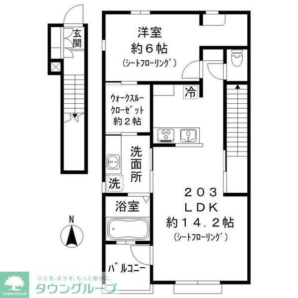 フィルリリー(1LDK/2階)の間取り写真