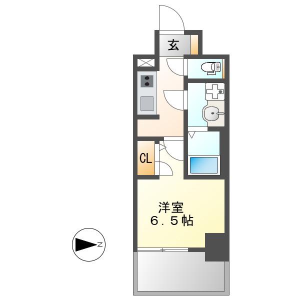 S-RESIDENCE名駅北ALESIA(1K/2階)の間取り写真