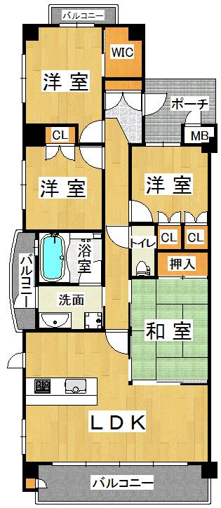 WILLDO西明石(3LDK/3階)の間取り写真