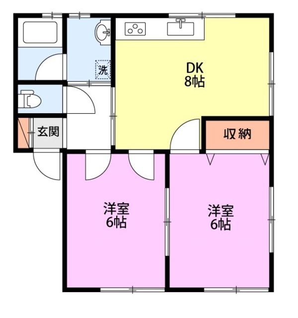 エコパレス(2DK/1階)の間取り写真
