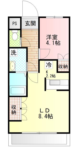 ヒールコート沢田(1LDK/3階)の間取り写真