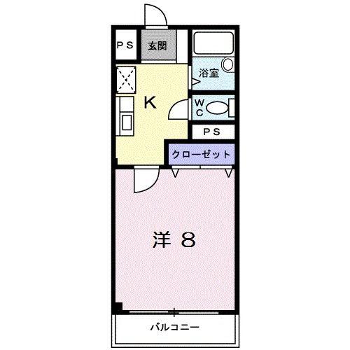 プルメリア(1K/1階)の間取り写真