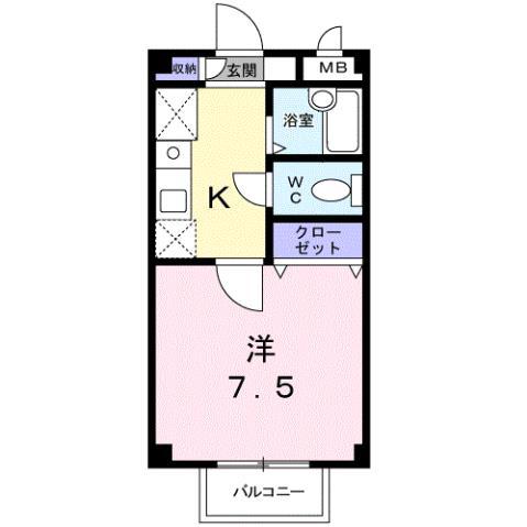 シーサイド大淀(1K/2階)の間取り写真