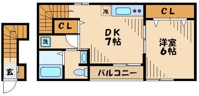 リーオ・プエンテ(1DK/2階)の間取り写真