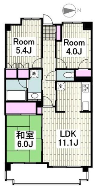 パークヒルズ横浜星川(2SDK/4階)の間取り写真