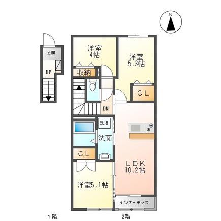 アメニティ Mー1(3LDK/2階)の間取り写真