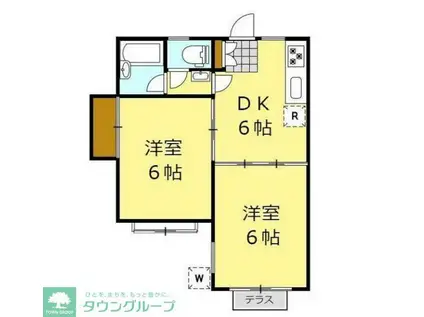 TKハイム錦町(2DK/1階)の間取り写真