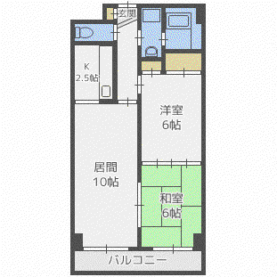 コスモ本町(2LDK/5階)の間取り写真
