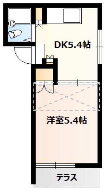 パレスフォーチュネイト伊勢原(1DK/1階)の間取り写真